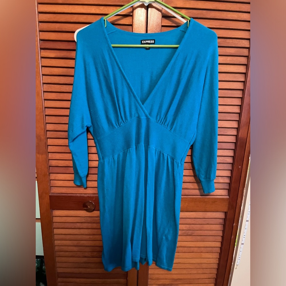 Teal sweater dress